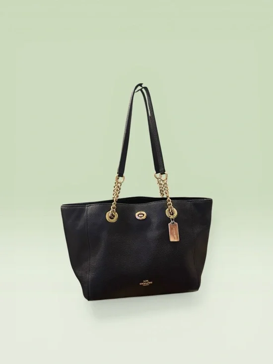 Coach Black Turnlock Chain Tote 27 - Picture 2 of 12